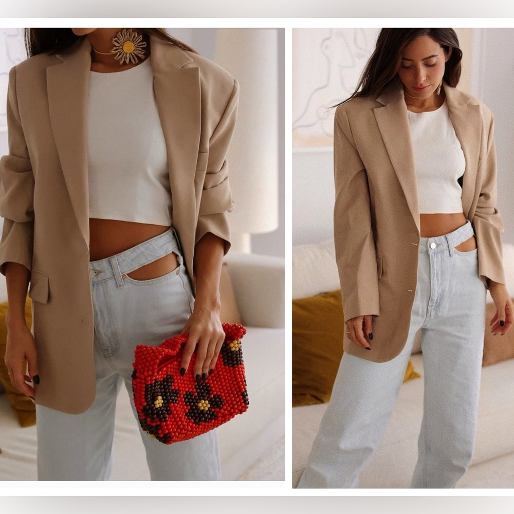 MANGO high rise wide leg cut-out blue jeans blogger favorite zara competitor